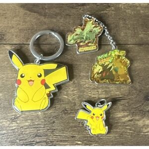 Large Bundle Of Four  Vintage Pokemon Metal Key Chains Fast & Reliable Shipping